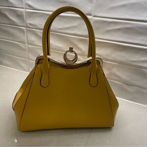 Cromia Women's Yellow Structured Top-Handle Satchel with crossbody strap